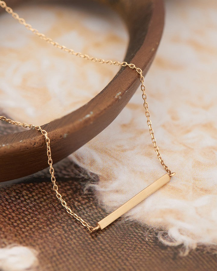 14ct Solid Gold Bar Necklace