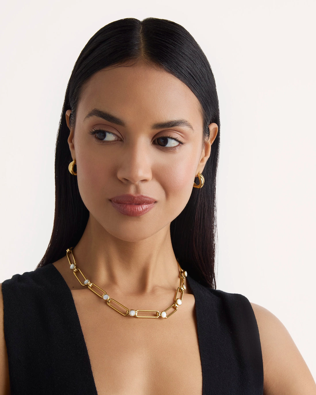 Mother of Pearl Link Chain Necklace