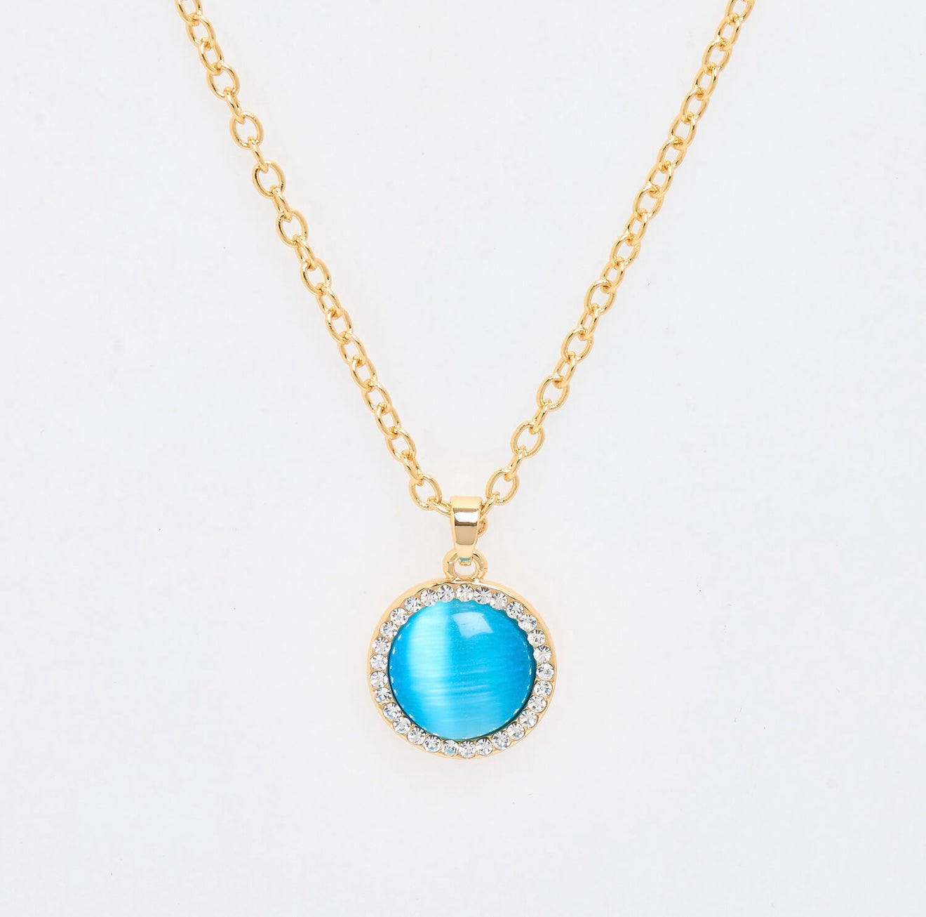 US Polo Assn Aurore Blue Cat Eye Necklace