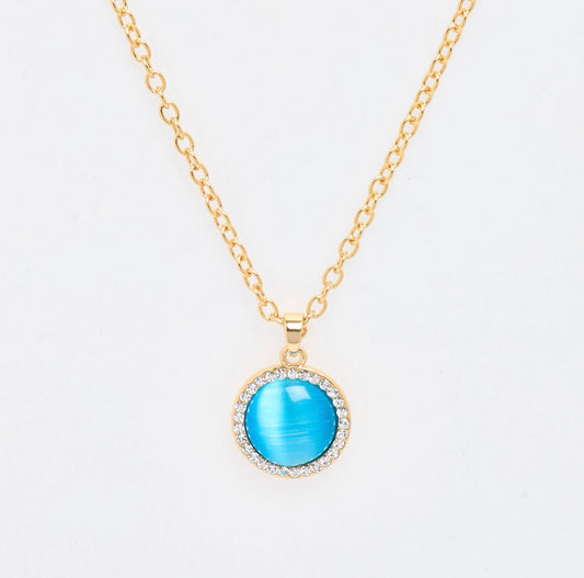US Polo Assn Aurore Blue Cat Eye Necklace