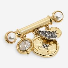 Gold Tone Campus Charm Bar Brooch