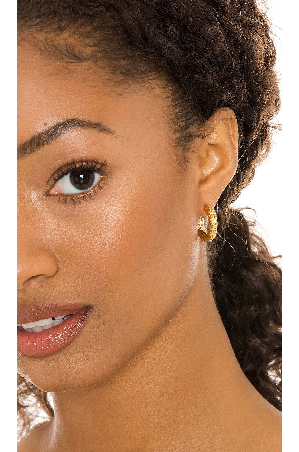 18ct Gold Plated Textured Half Hoop Earrings