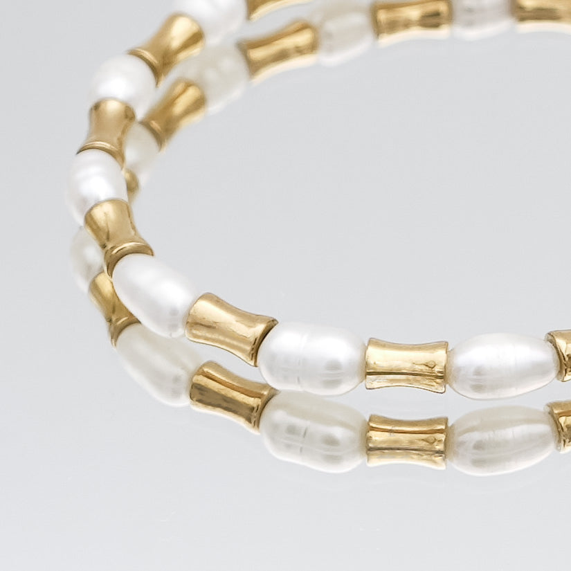 Pearl & Bamboo Necklace & Bracelet Set - RSVP Uganda