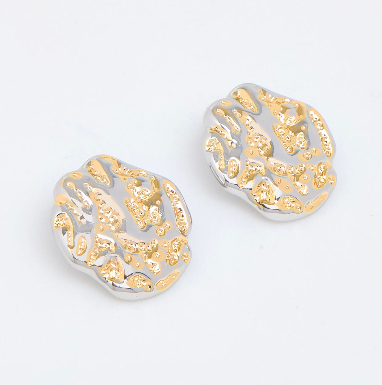 Mixed Metal Hammered Stud Earrings