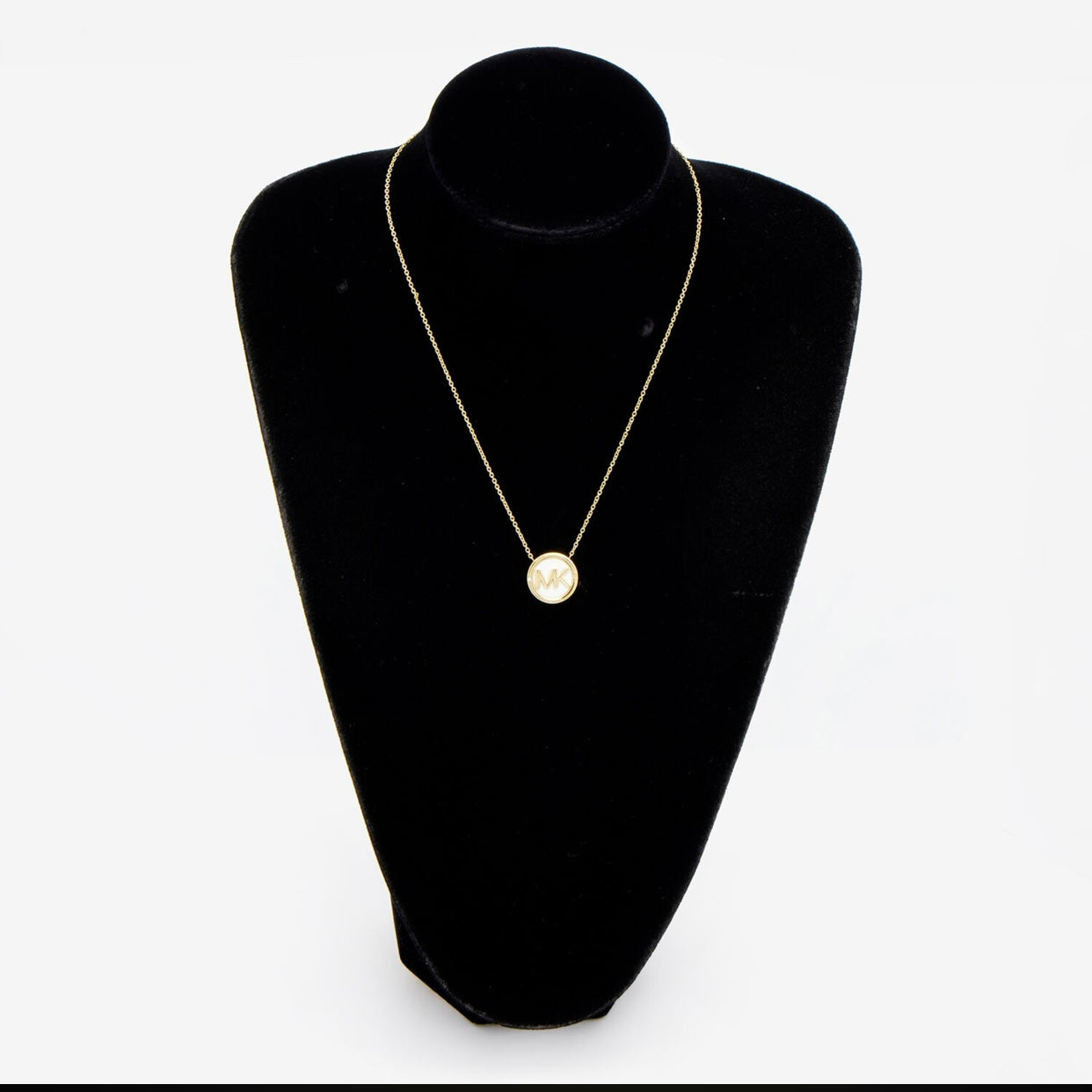 Michael Kors Gold Tone Logo Pendant Necklace
