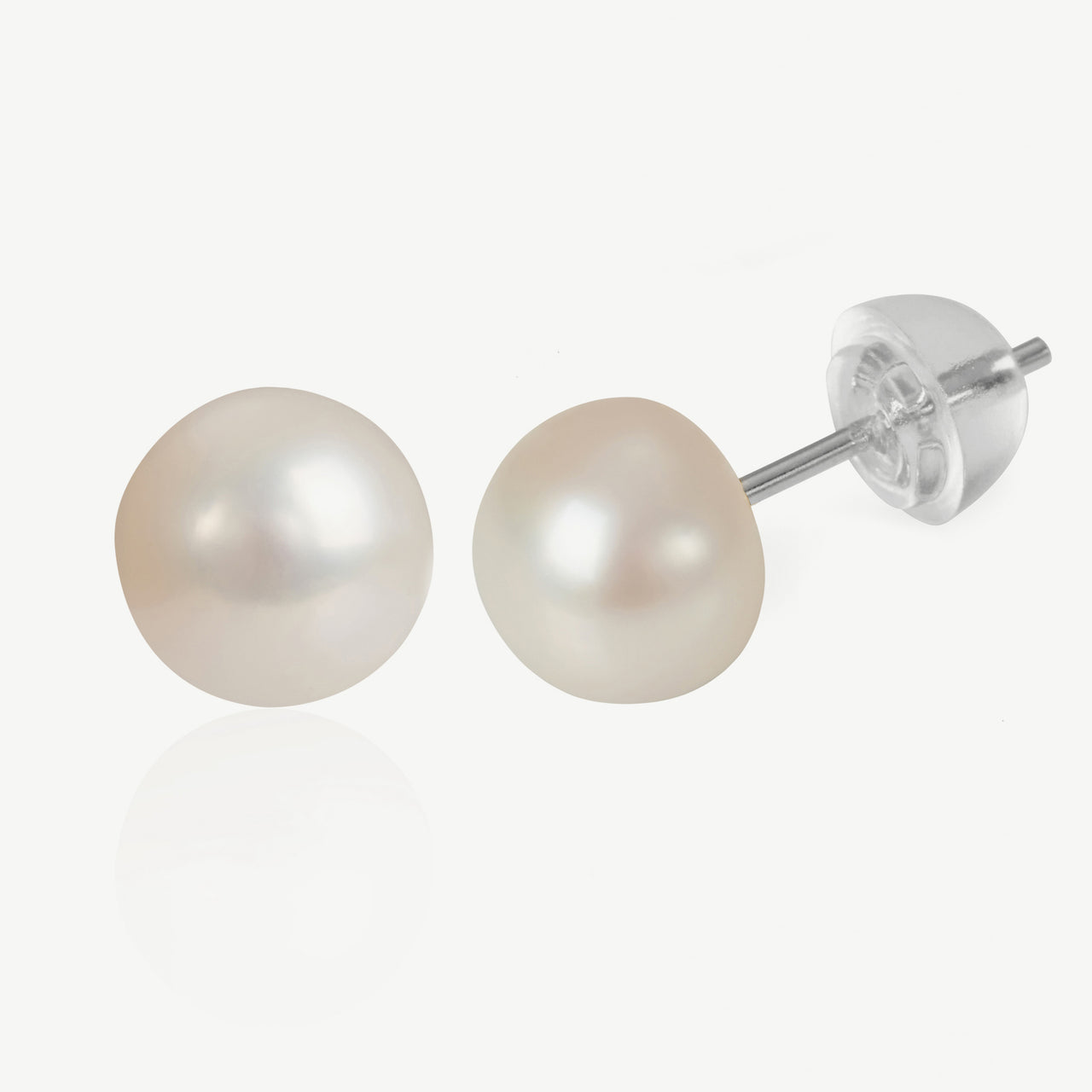 Sterling Silver 8mm White Pearl Studs
