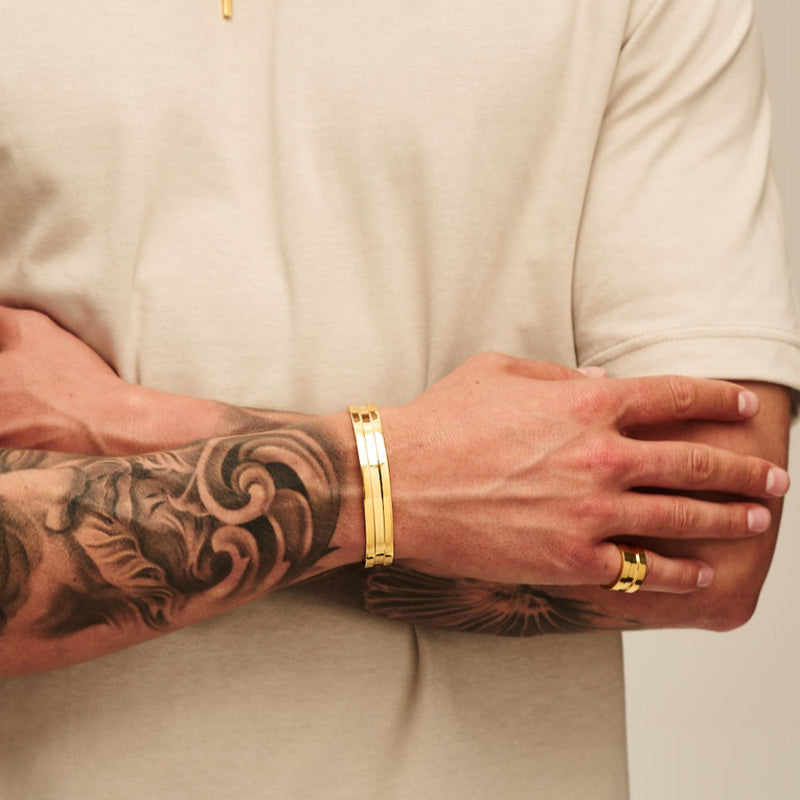 Gold Ridged Bangle