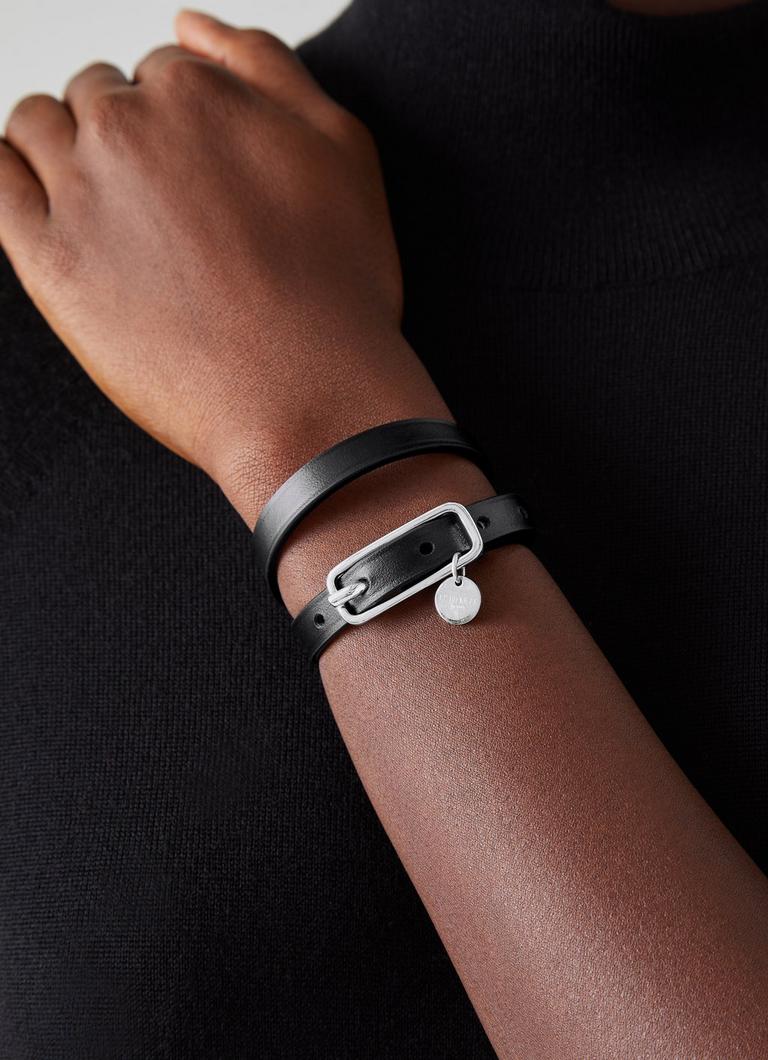LK Bennett Black Double Wrap Leather Bracelet