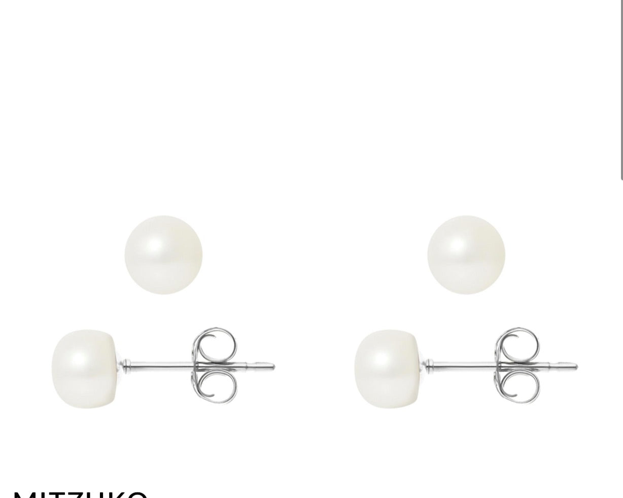 9ct White Gold Natural White Freshwater Pearl Earrings