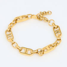 Dyadema Gold Tone Link Strap Bracelet