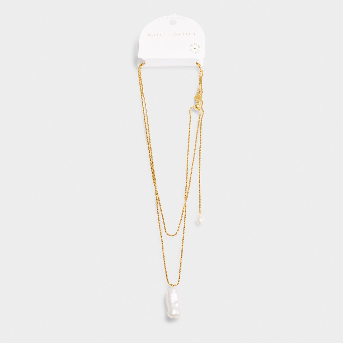 Pearl Lustre Waterproof Gold Ajustable Lariat Necklace
