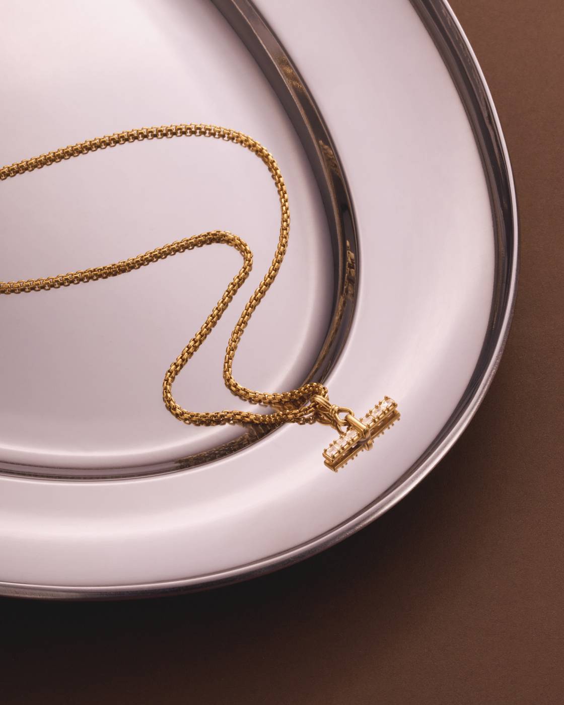 Gold T-Bar Embellished Necklace