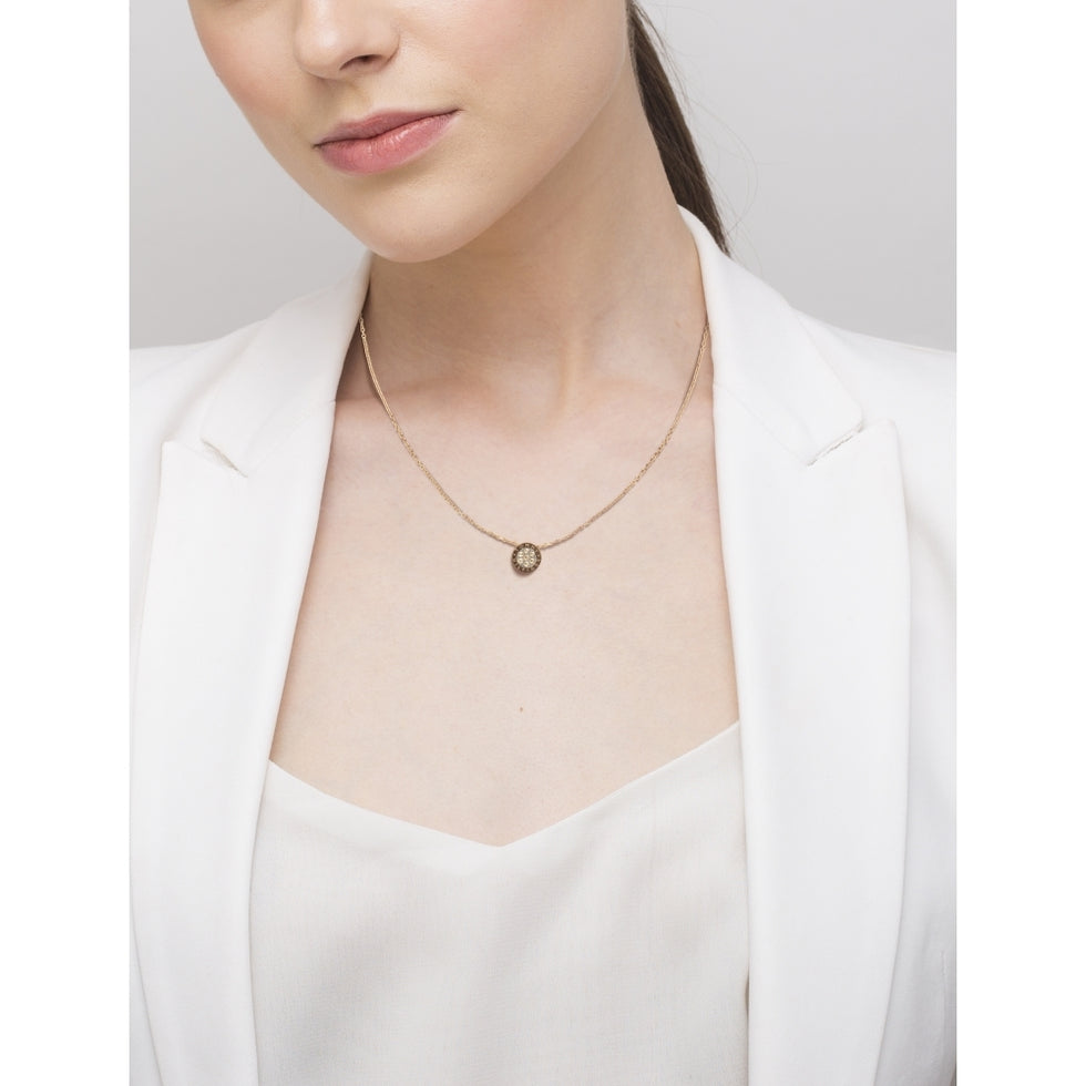 Tommy Hilfiger Rose Gold Tone Crystal Disc Necklace