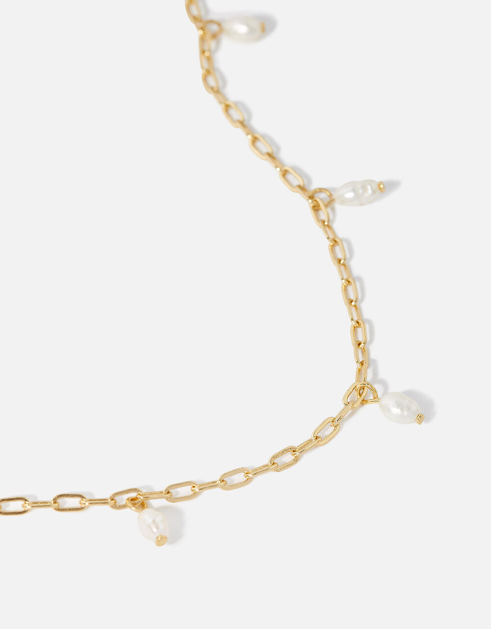 14ct Satin Gold Plated Pearl Station Necklace