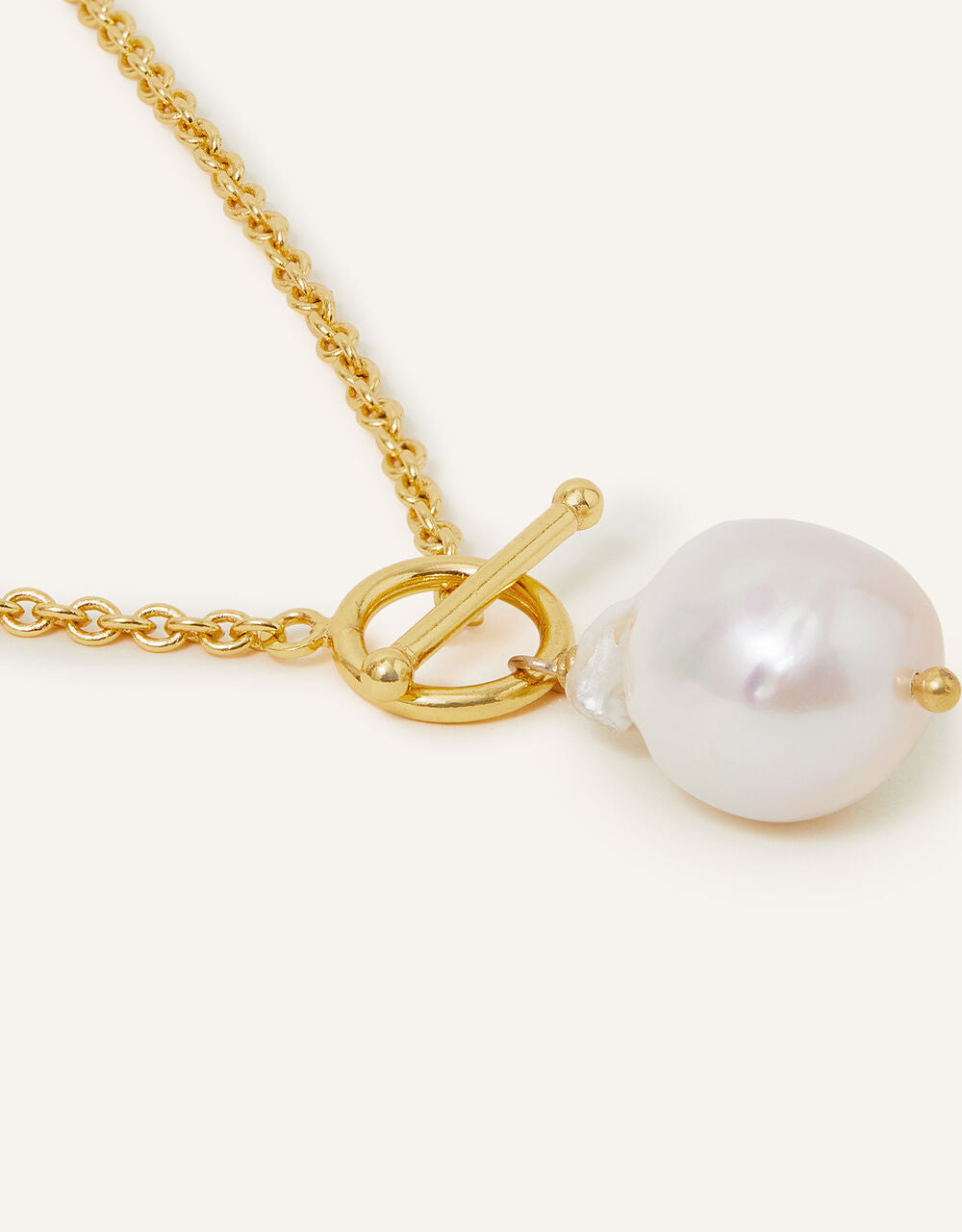 14ct Gold Plated Freshwater Baroque Pearl Rope Chain Necklace