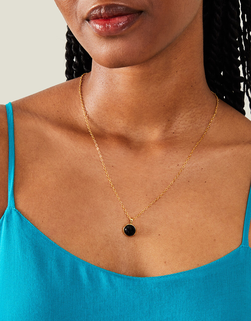 14ct Gold Plated Black Onyx Pendant Necklace