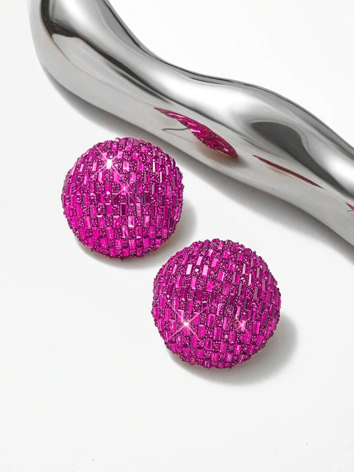Pink Statement Glass Button Earrings