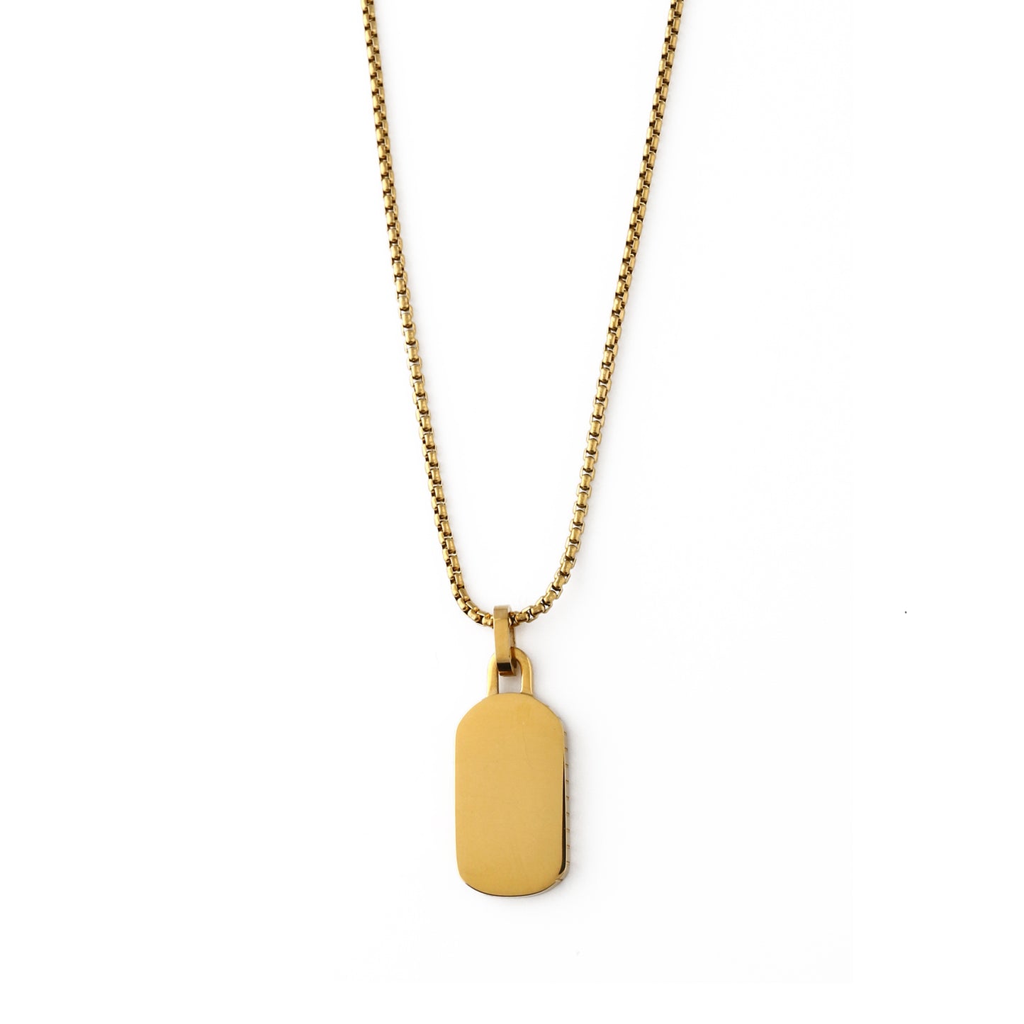 Ridged Tag Necklace - Gold