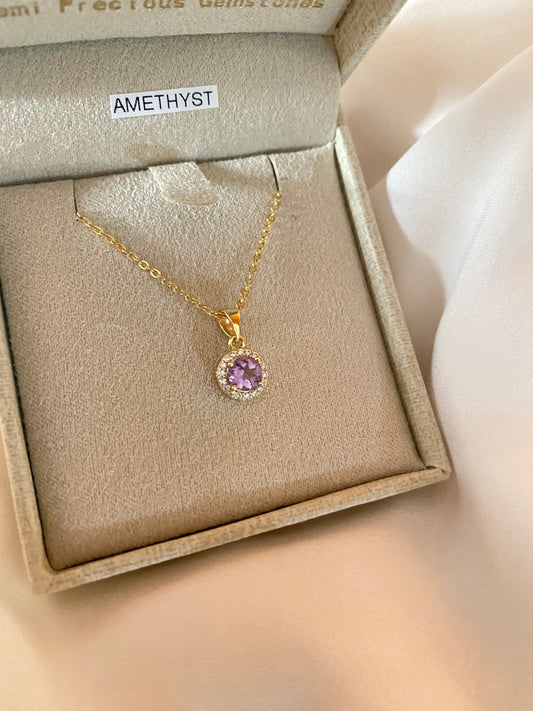 Sterling Silver Gold Plated Amethyst Pendant Necklace