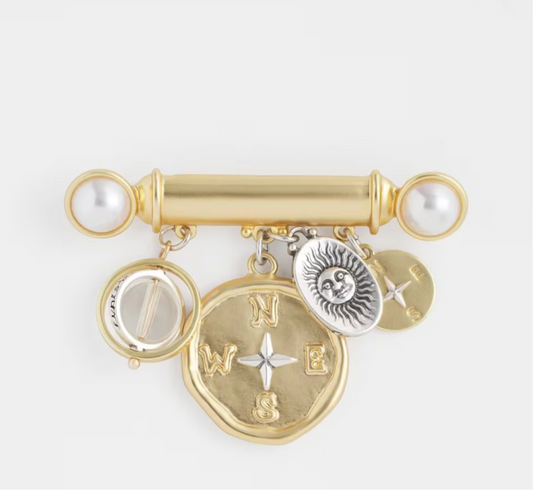 Gold Tone Campus Charm Bar Brooch