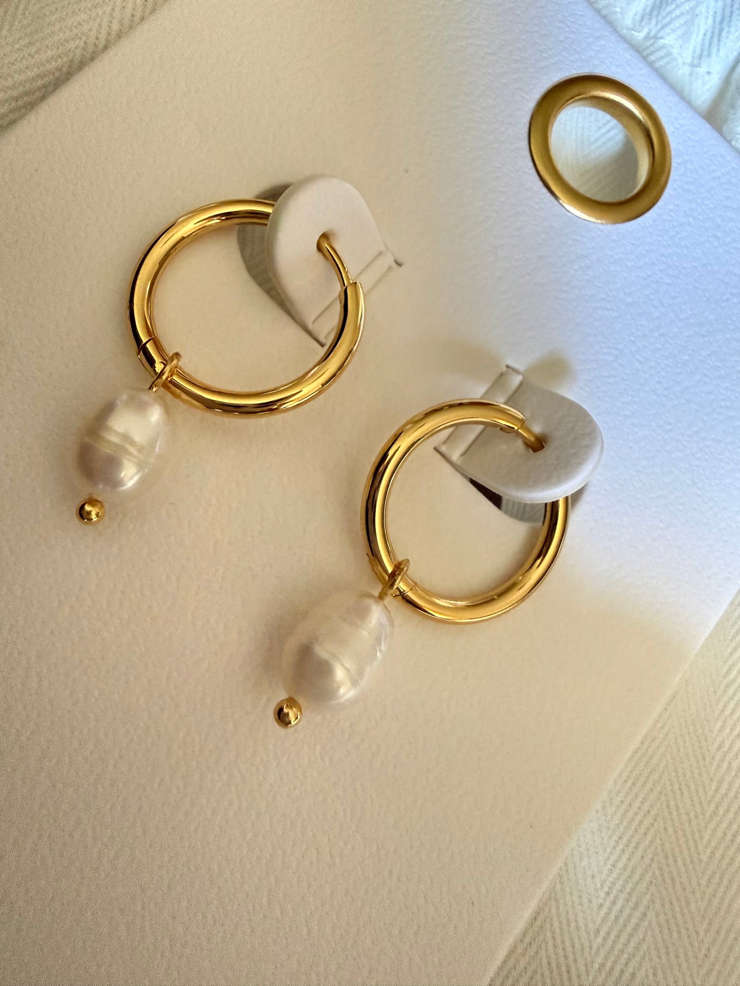 Classic Drop Freshwater Pearl Hoop Earrings