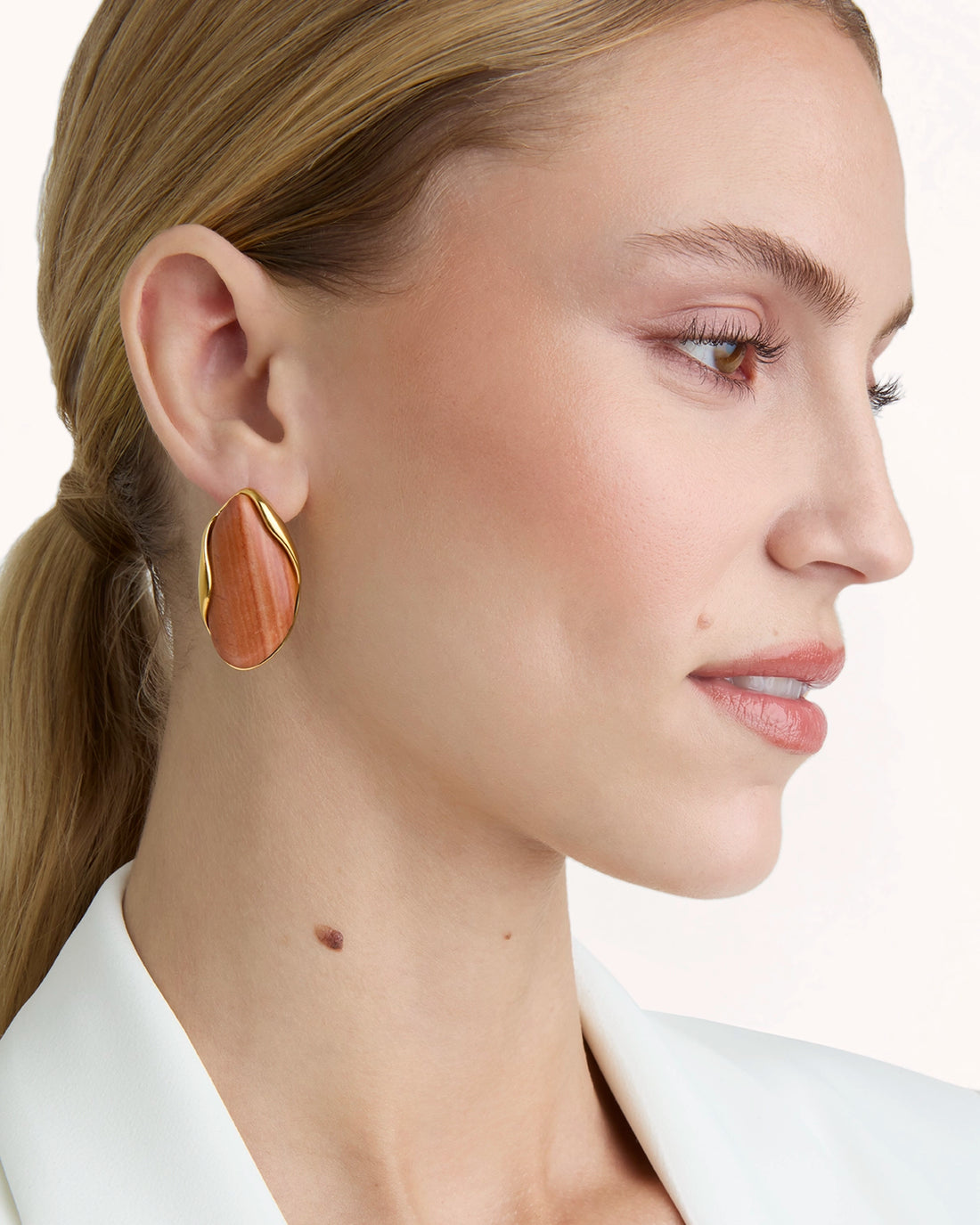 Red Tianshan Granite Stud Earrings - RSVP Uganda