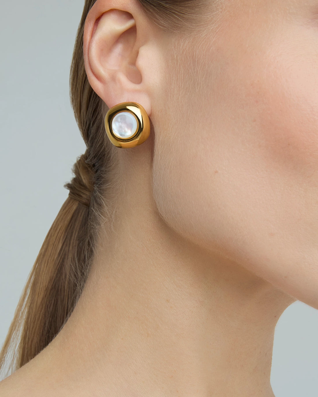 Gold Mother of Pearl Statement Studs - RSVP Uganda