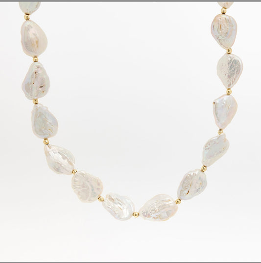 Shivam Gold Tone Baroque Pearl Necklace