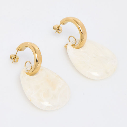 Nali Italy  White/Gold Resin Droplet Earrings - RSVP Uganda