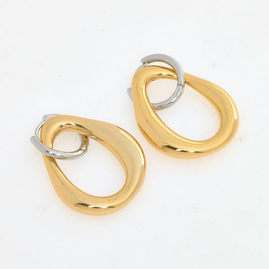Dual Tone Asymmetrical Link Drop Earrings
