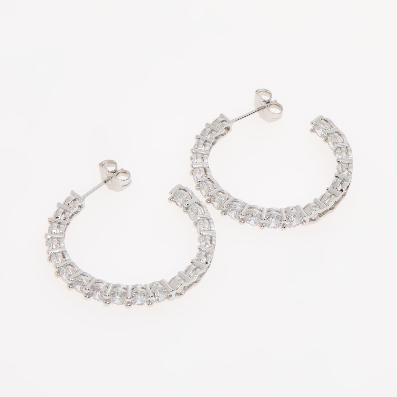 Rachel Ashwell  Silver Tone Embellished Hoop Earrings - RSVP Uganda