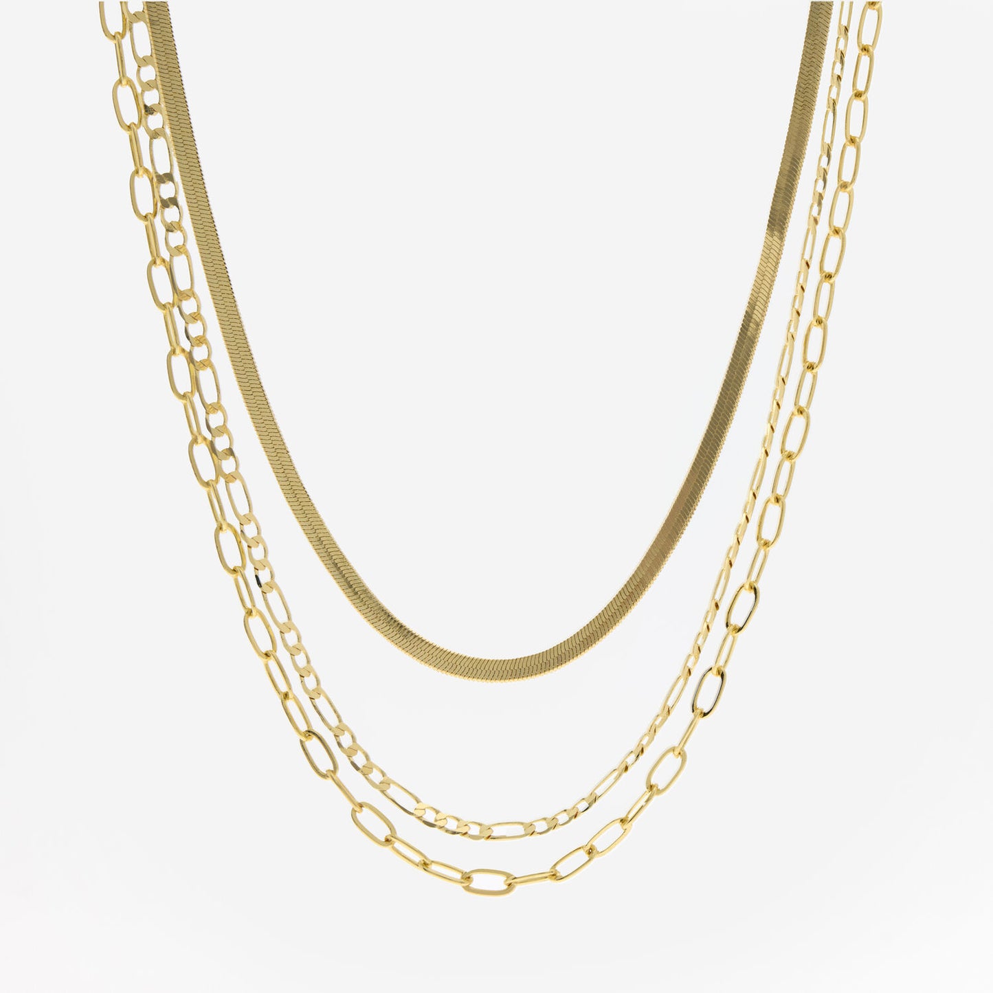 Gold Tone Trio Layered Necklace Set - RSVP Uganda
