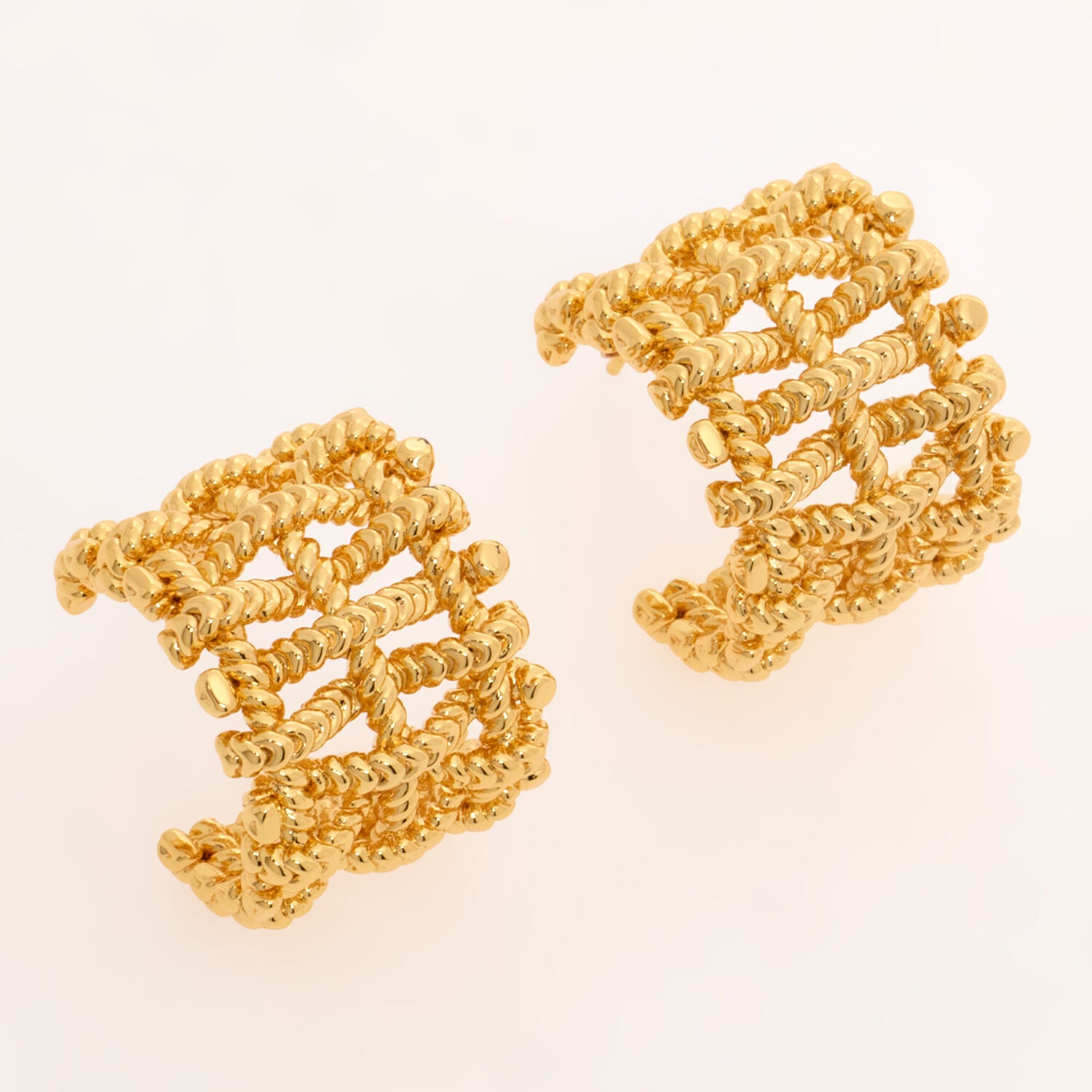 Gold Tone Textured Weave Earrings - RSVP Uganda