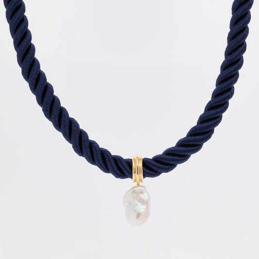 Navy Rope Pearl Necklace - RSVP Uganda