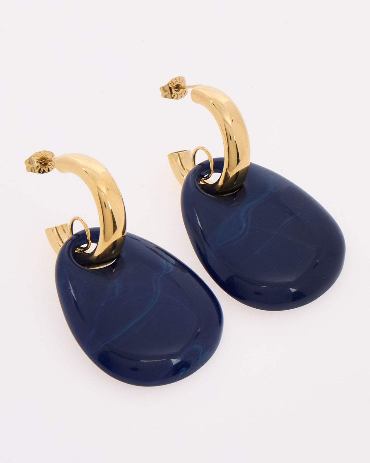 Navy & Gold Tone Steel & Resin Earrings - RSVP Uganda