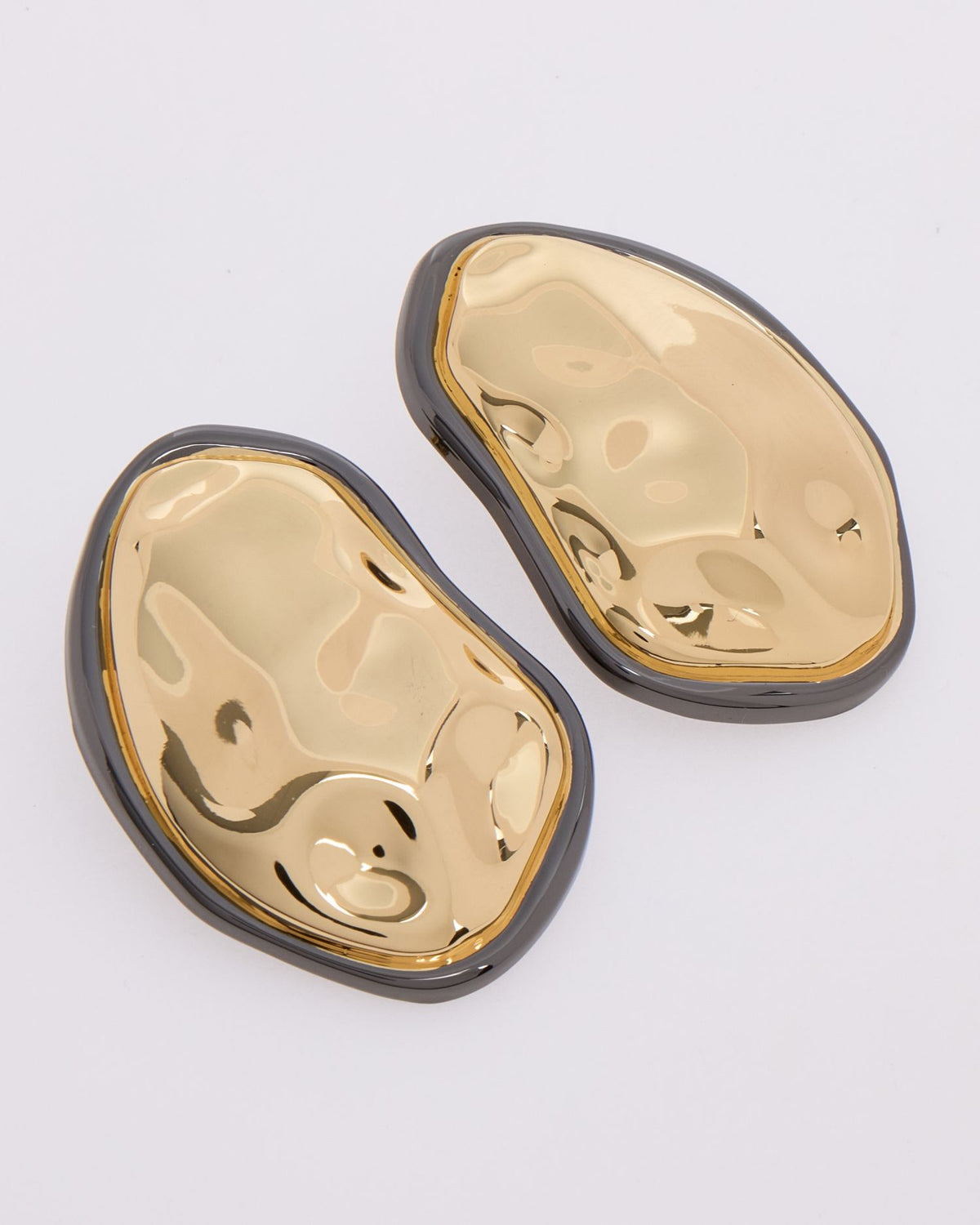 Gold & Gunmetal Hammered Statement Studs - RSVP Uganda