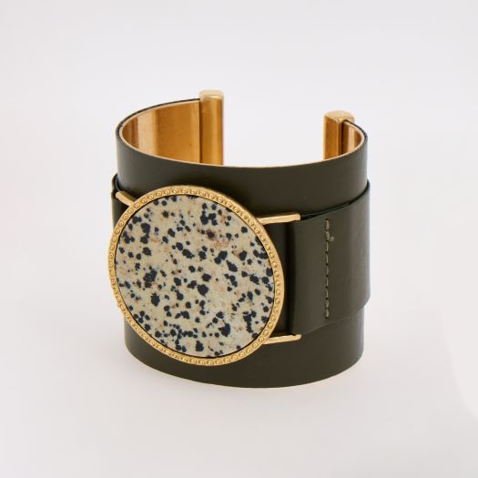 Green Dalmatian Jasper Stone Bangle - RSVP Uganda