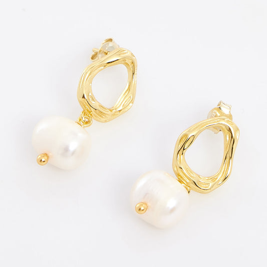 18ct Gold Plated Sterling Silver Oval Drop Earrings