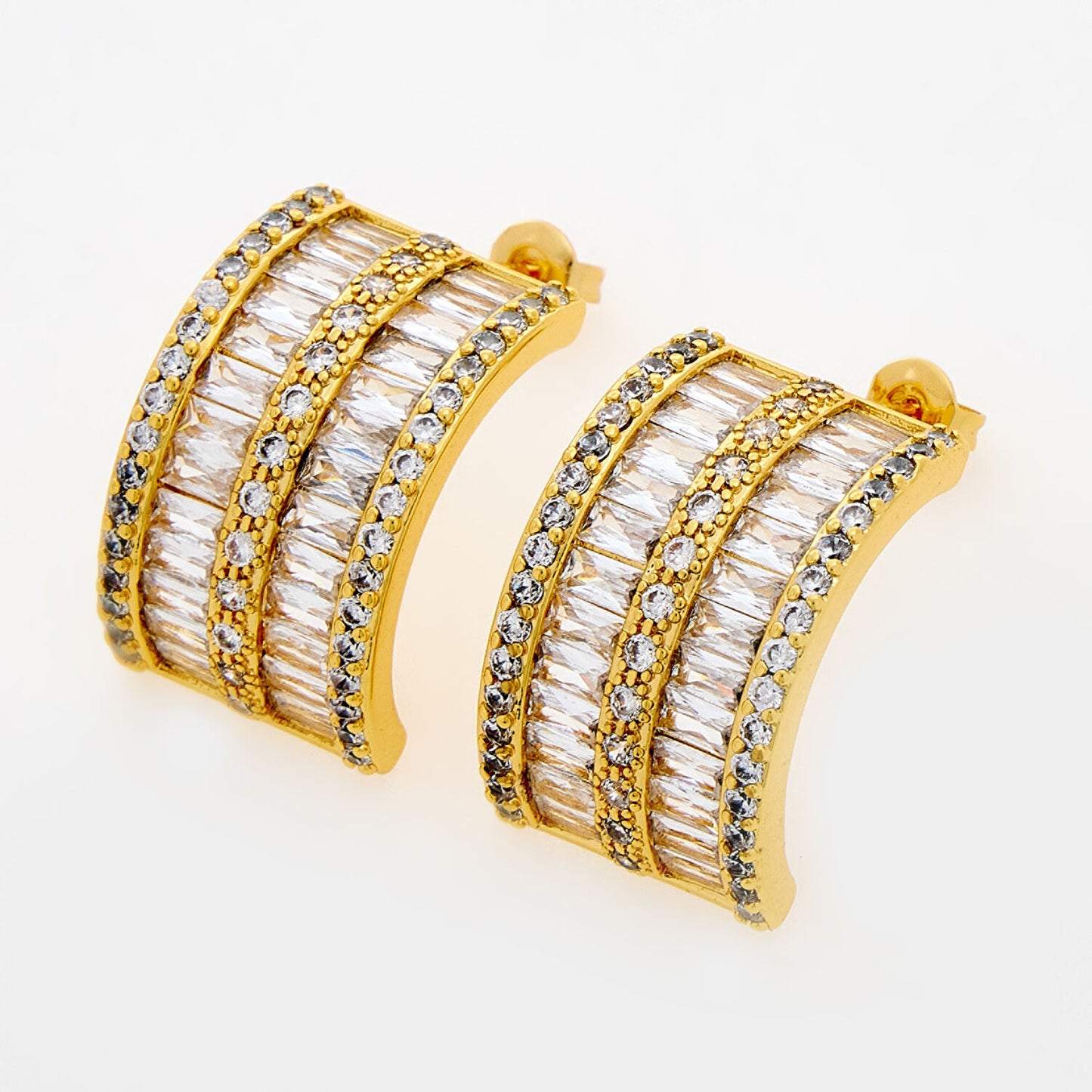 Plated Embellished Curved Drop Earrings