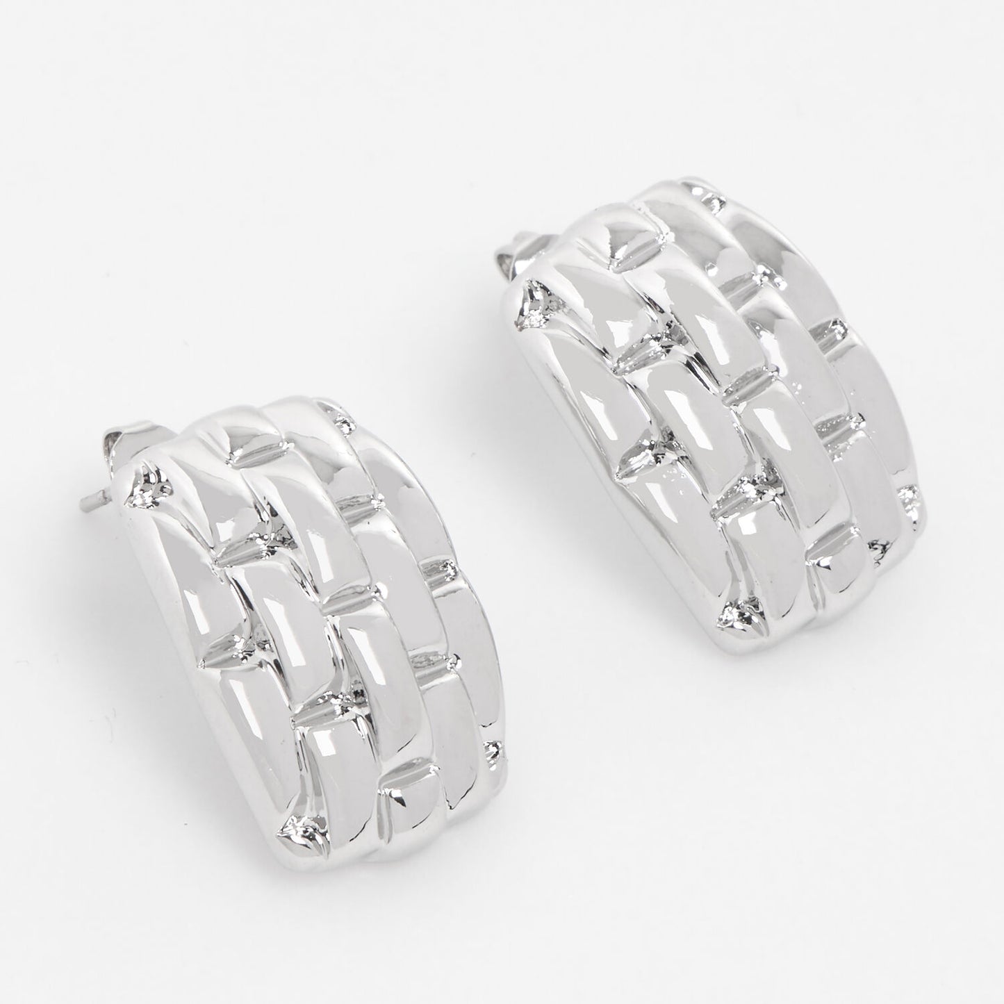 White Gold Plated Woven Drop Earrings