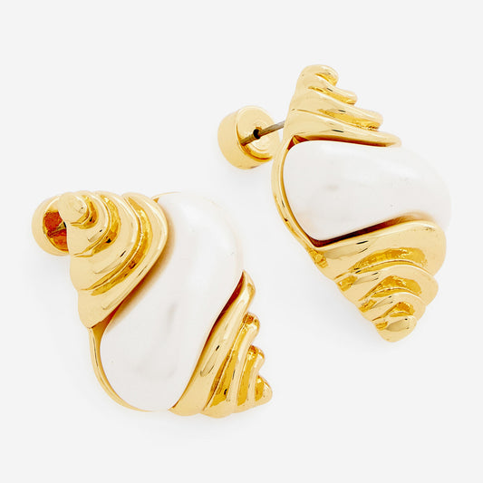 Gold Tone Shell Earrings