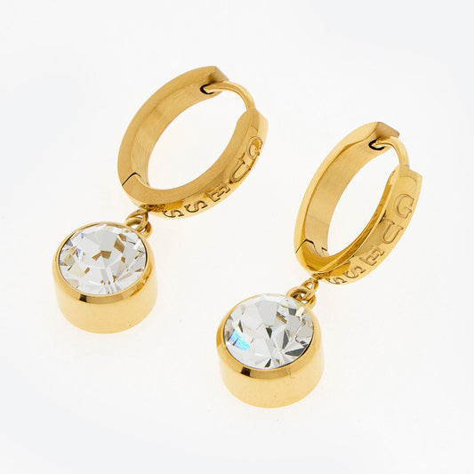 Guess Gold Tone Clear Crystal Drop Earrings - RSVP Uganda
