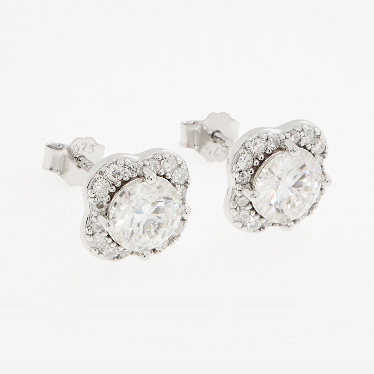 Sterling Silver Flower Moissanite Studs - RSVP Uganda