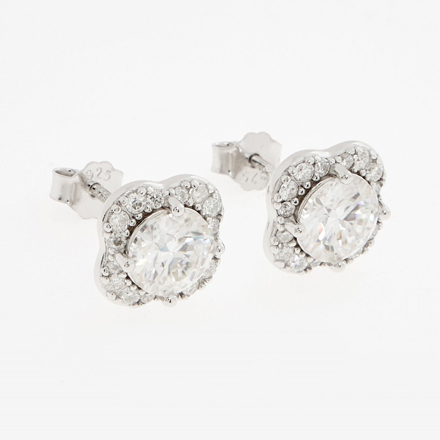 Sterling Silver Flower Moissanite Studs - RSVP Uganda