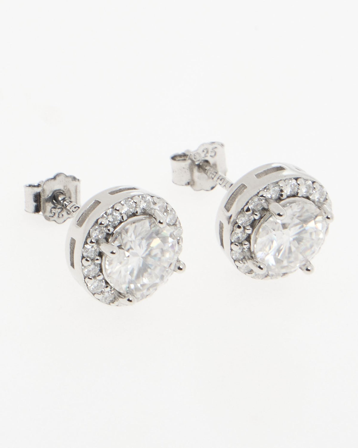 Sterling Silver Round Moissanite Stud Earrings