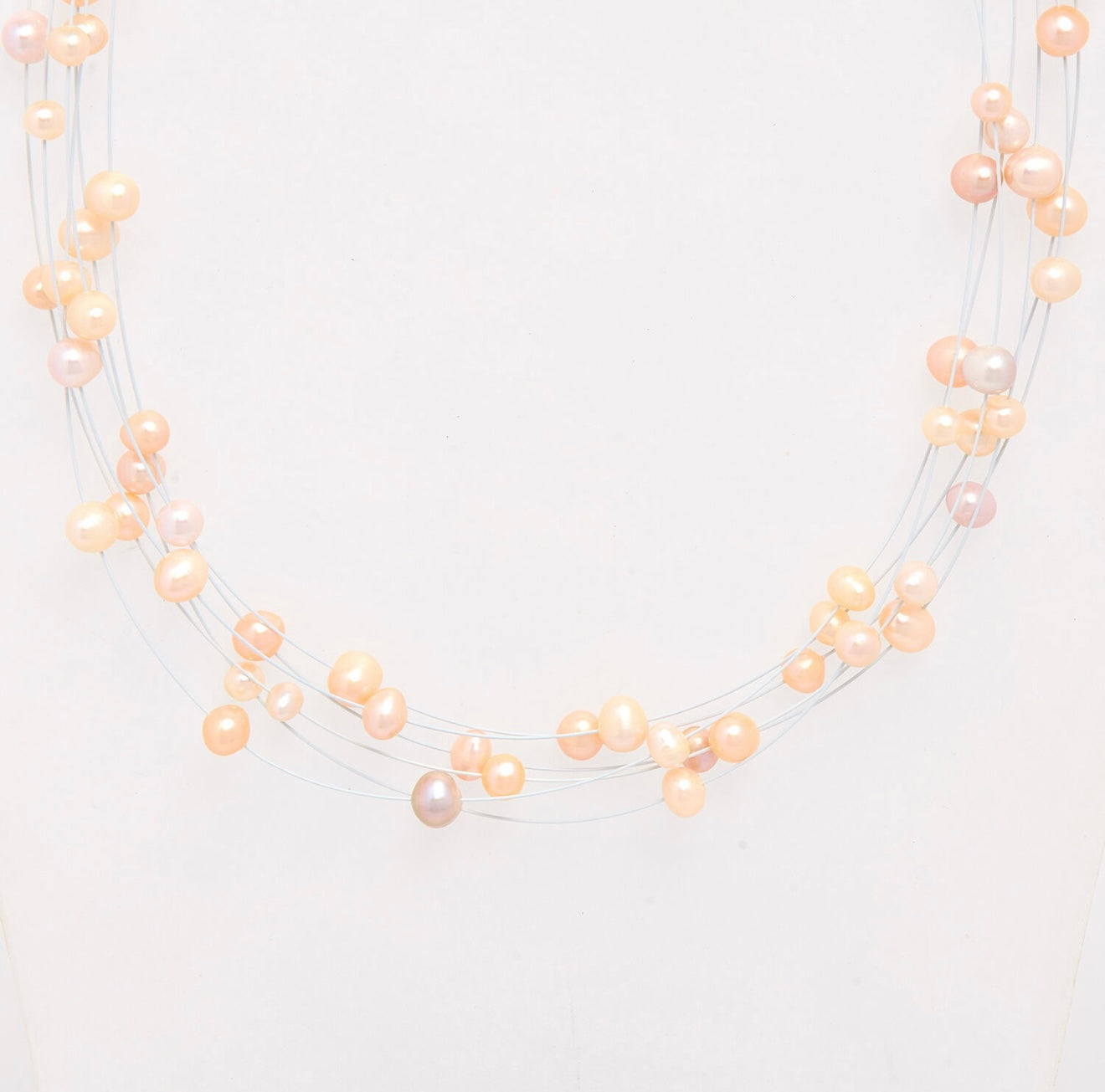 Pink Floating Pearl Mutli Strand Necklace