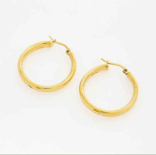 Guess Gold Tone 3cm Hoop Earrings