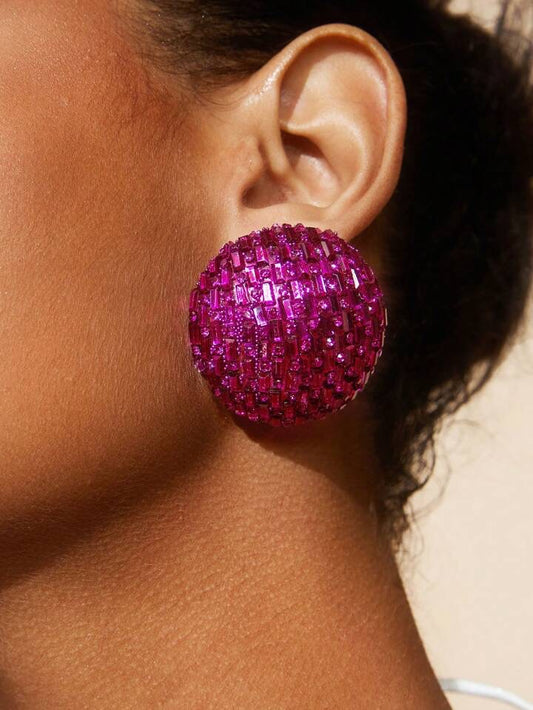Pink Statement Glass Button Earrings