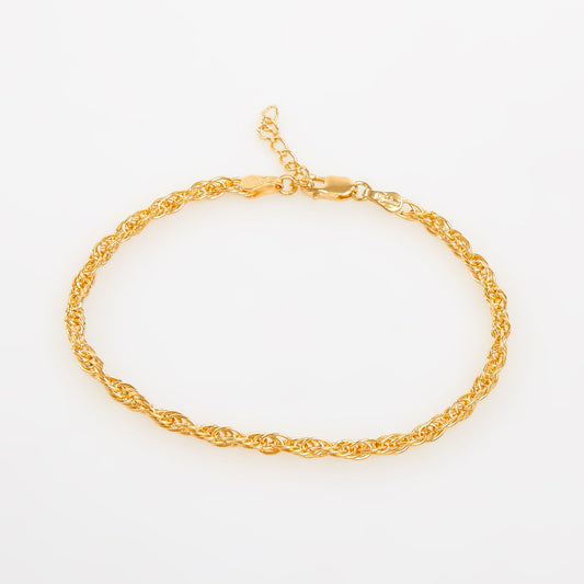 18ct Gold Plated Sterling Silver Rope Chain Bracelet