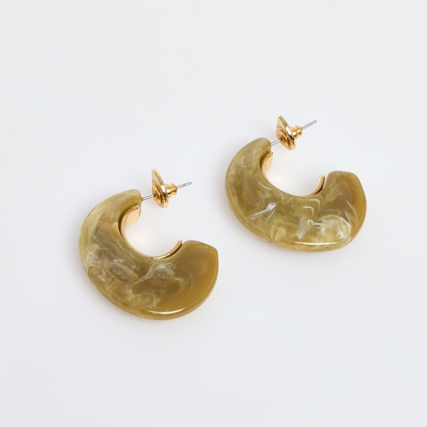 Misty Green Open Back Hoop Earrings